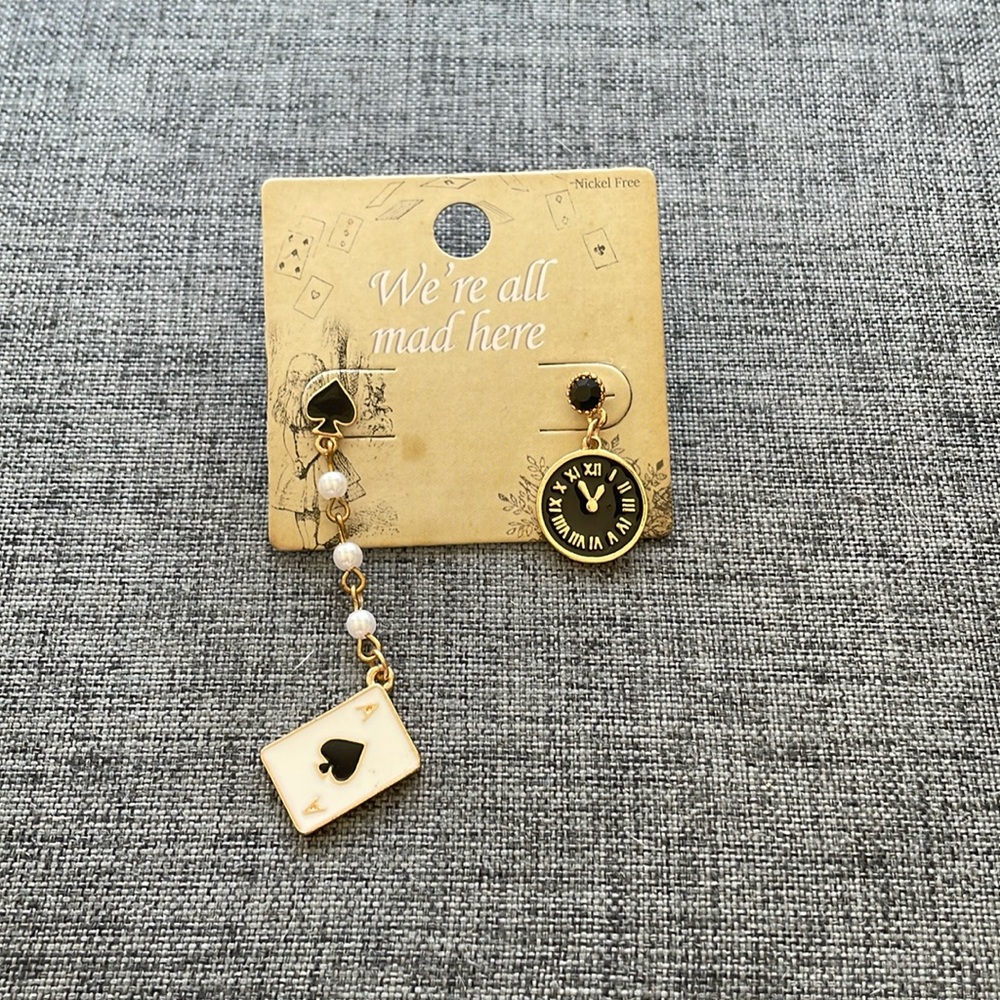 Alice in Wonderland Asymmetrical Earrings